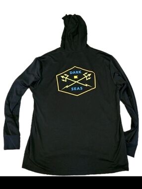 Dark Seas Performance Sun Hoodie Black Size  Mens L GUC